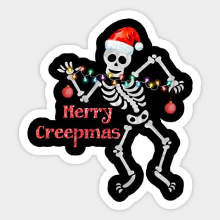 merry creepmas skeleton christmas Sticker